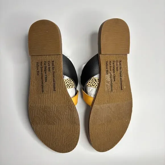 Yellow Box Wist Leather Thong Sandals in Natural - Picture 8 of 9